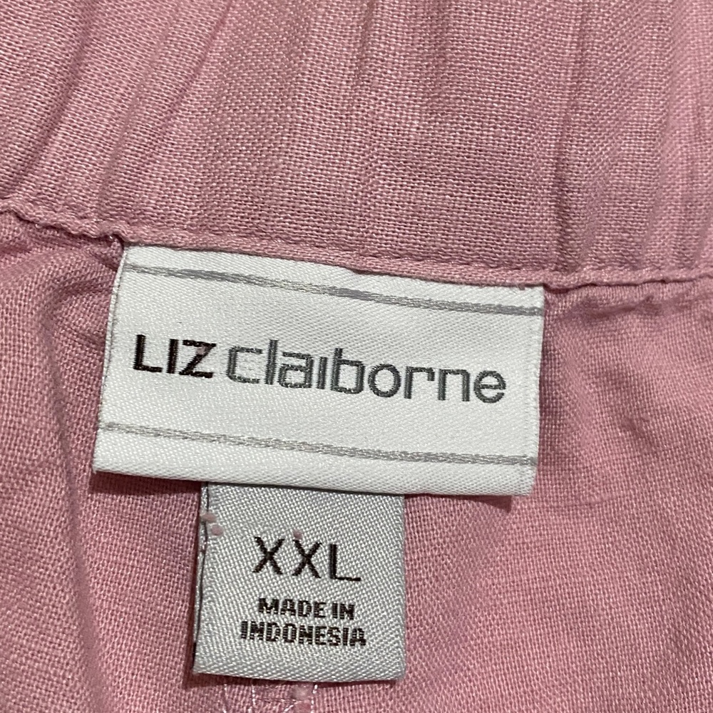Liz Claiborne Cropped Pants XXL Pink Wide Leg Relaxed 4-Pockets Linen Cotton - Picture 12 of 13